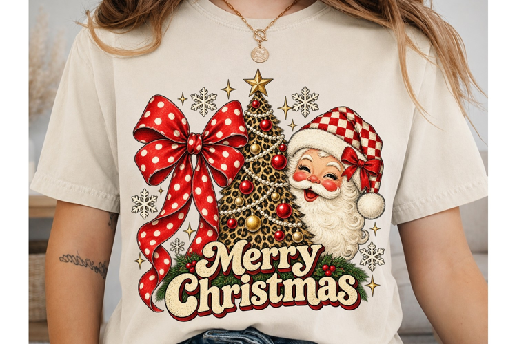 Merry Christmas Santa PNG Shirt Design