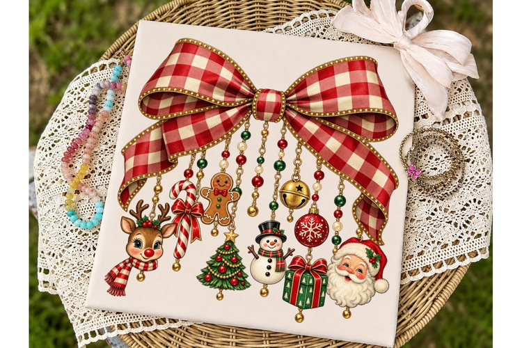 Christmas Ornament Bow PNG Sublimation D