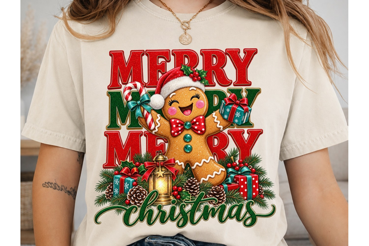 Merry Merry Christmas Gingerbread PNG Su