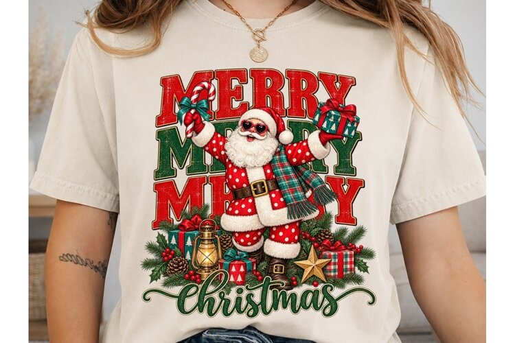 Merry Christmas Santa PNG Sublimation De example image 1