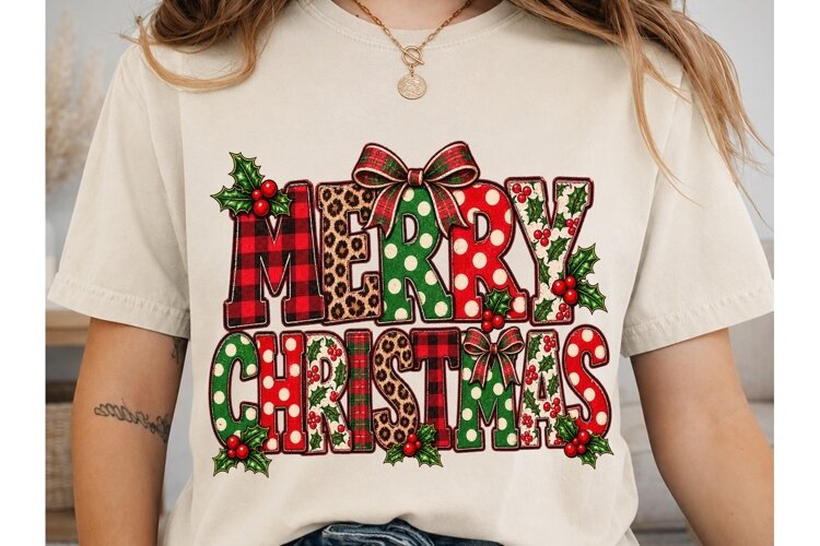 Merry Christmas PNG Sublimation Shirt De example image 1