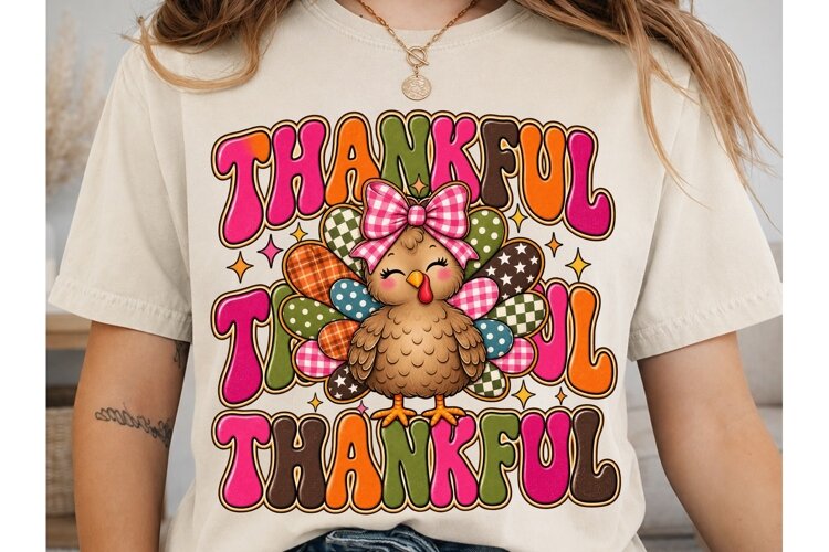 Thankful Turkey Patchwork PNG Sublimatio example image 1