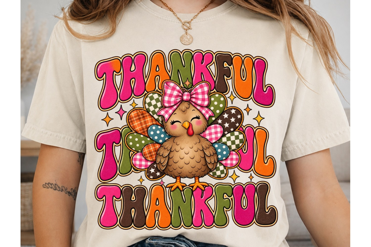 Thankful Turkey Patchwork PNG Sublimatio