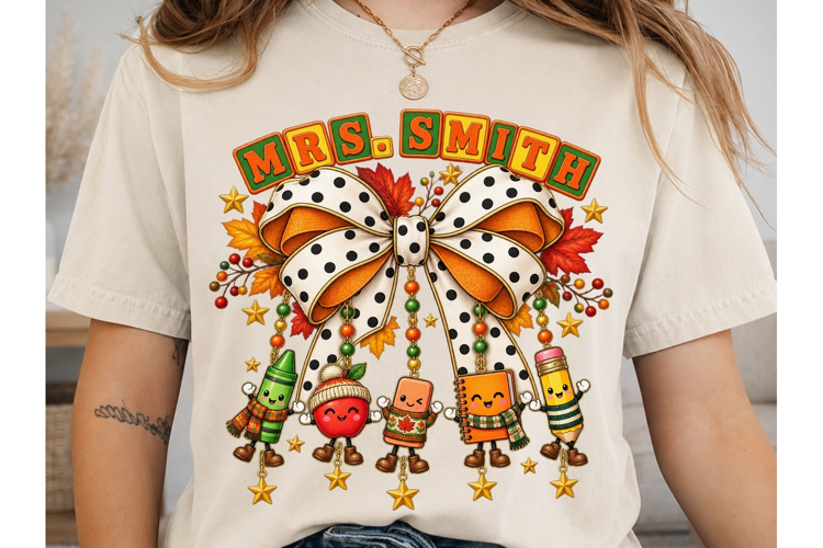 Mrs. Smith Fall Bow PNG Sublimation Shir