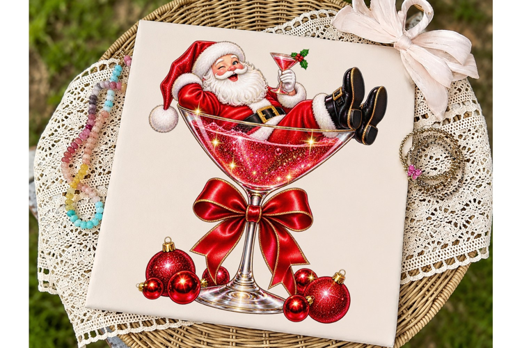 Santa Cocktail Christmas PNG Sublimation