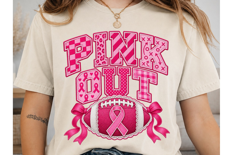 Pink Out Football PNG Sublimation Design