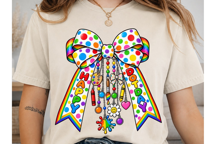 Happy Rainbow Bow PNG Sublimation Design