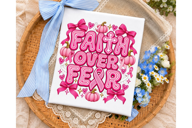 Faith Over Fear Pink PNG Shirt Design