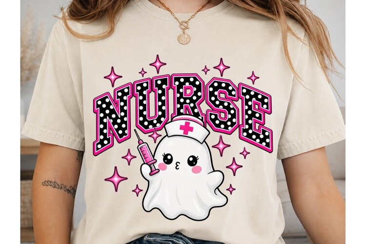 Nurse Vibes Ghost PNG Sublimation Design example image 1