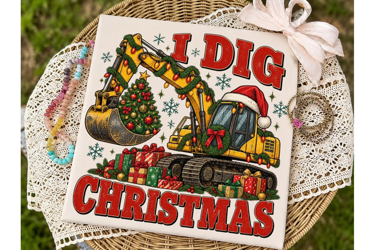 I Dig Christmas Excavator PNG Shirt