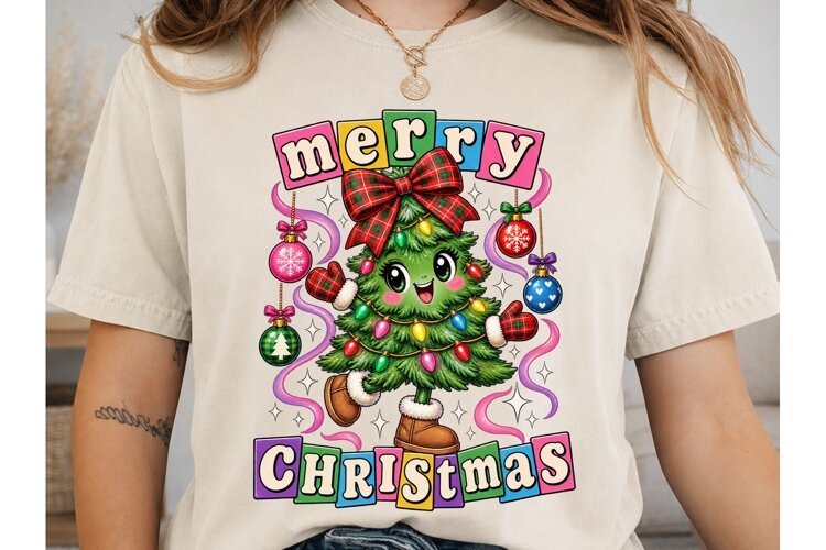 Merry Christmas Tree PNG Sublimation Des example image 1