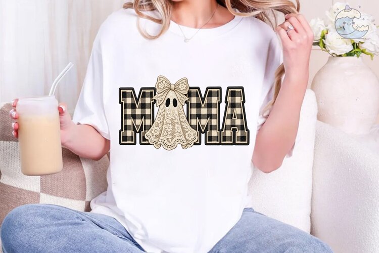 Mama Ghost Lace PNG Sublimation Design example image 1