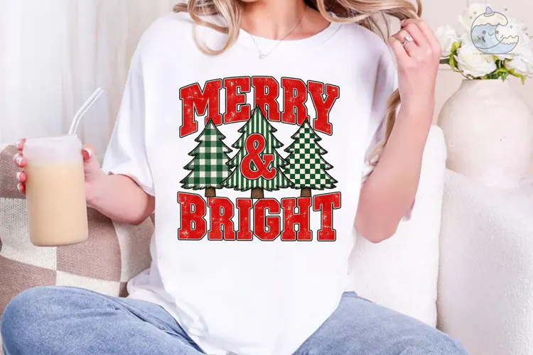 Merry & Bright Christmas PNG Sublimation