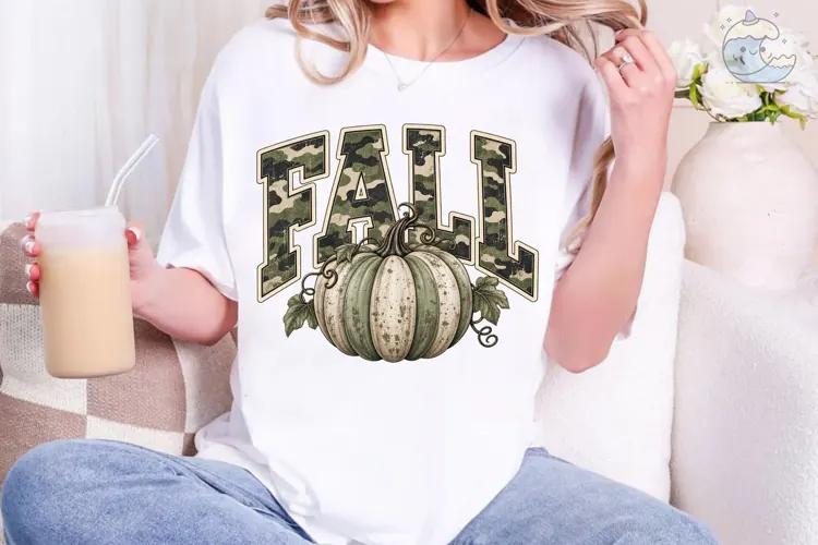 Fall Pumpkin Camo PNG Sublimation Shirt