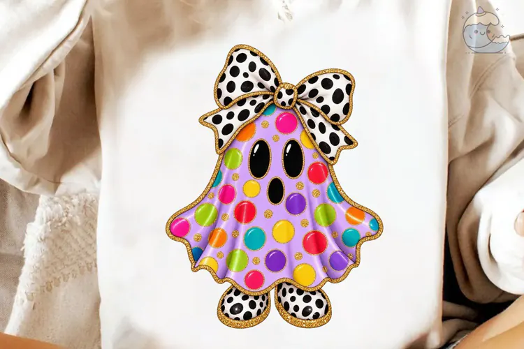 Colorful Polka Dot Girl PNG Sublimation
