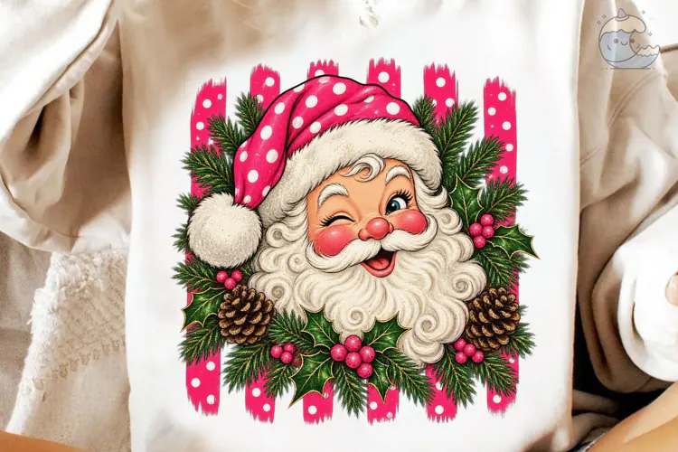 Vintage Santa Face PNG Sublimation Desig