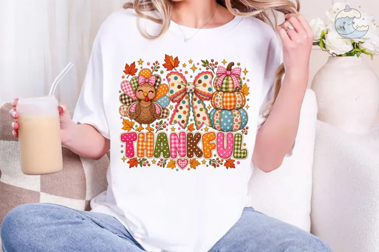 Thankful Pumpkin Turkey PNG Shirt Design