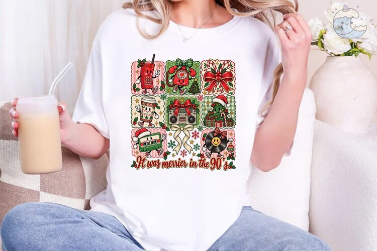 90s Nostalgia Christmas PNG Shirt Design example image 1