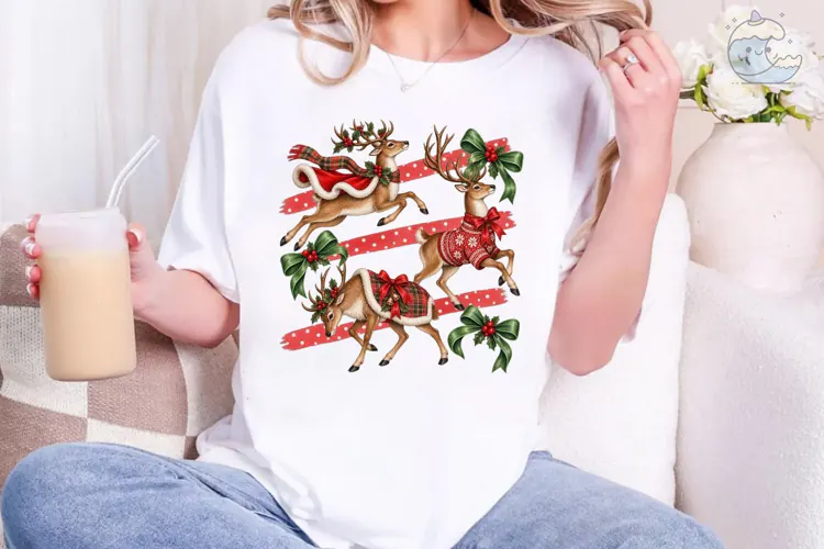 Christmas Reindeer PNG Sublimation Shirt