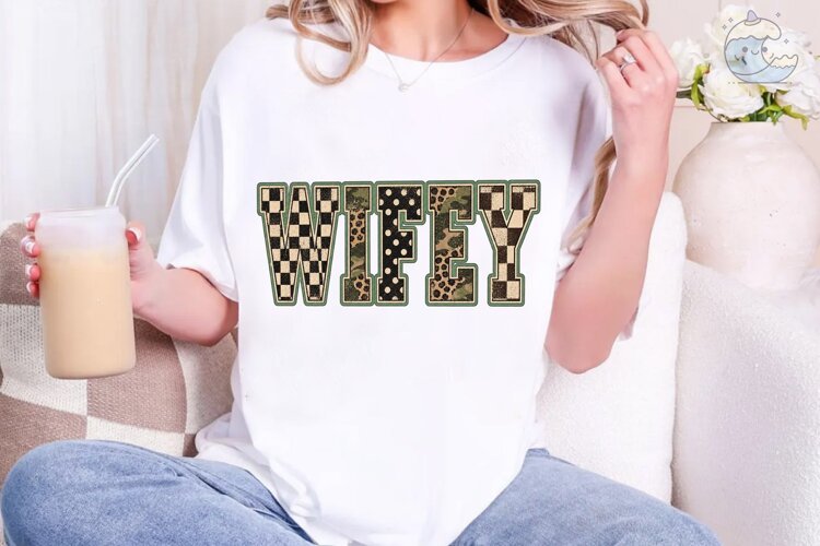 Wifey Patterned PNG Sublimation Shirt example image 1
