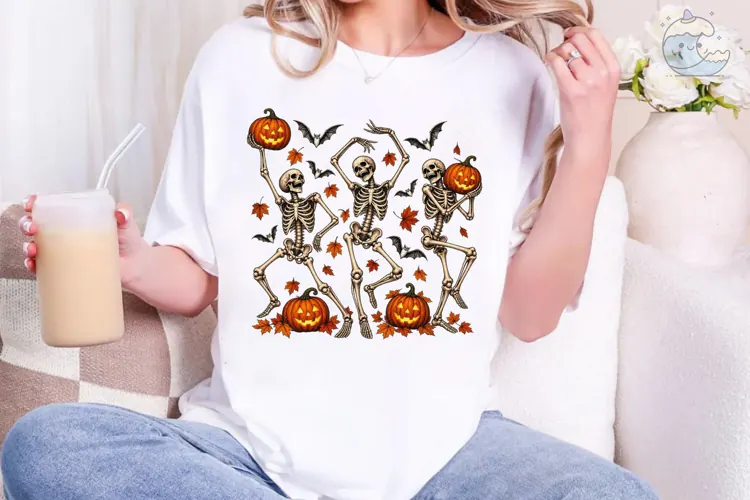 Dancing Skeletons Halloween PNG Shirt De
