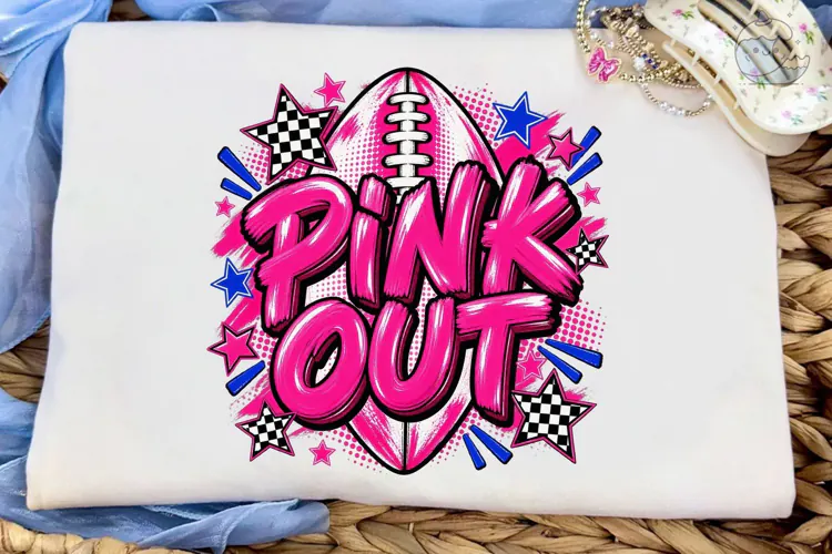 Pink Out Football PNG Sublimation Design