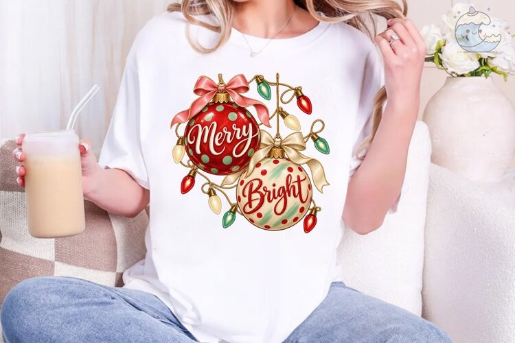 Merry Bright Christmas Ornaments PNG Sub example image 1
