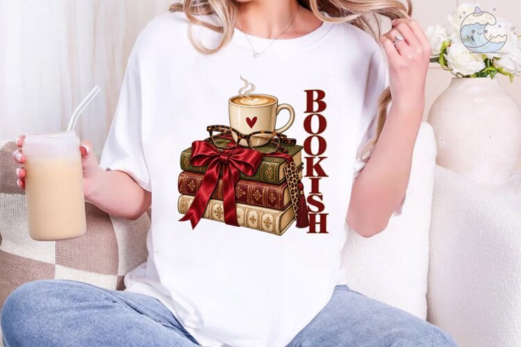 Bookish Coffee PNG Sublimation Design example image 1