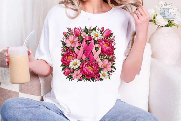 Breast Cancer Awareness Floral PNG Shirt