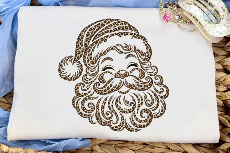 Leopard Santa Claus PNG Sublimation Desi