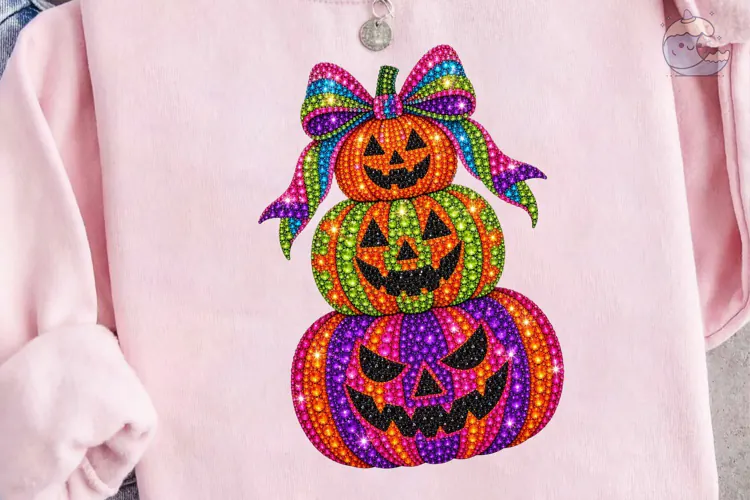 Halloween Pumpkin Stack Bow PNG Shirt De