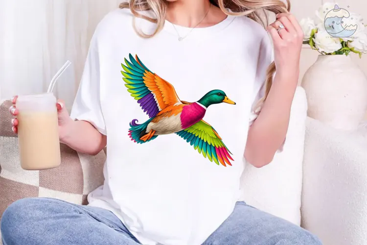 Rainbow Duck PNG Sublimation Shirt Desig