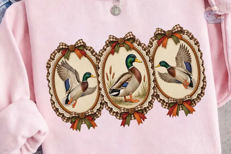 Vintage Duck Portrait PNG Shirt Design