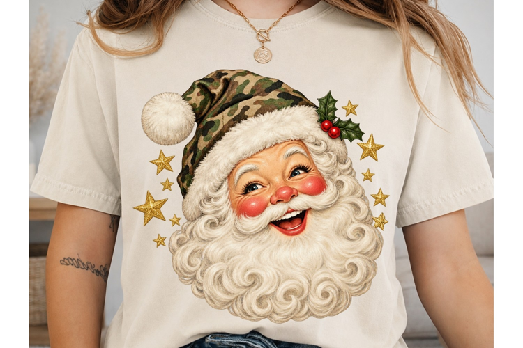 Vintage Santa Face PNG Sublimation Shirt