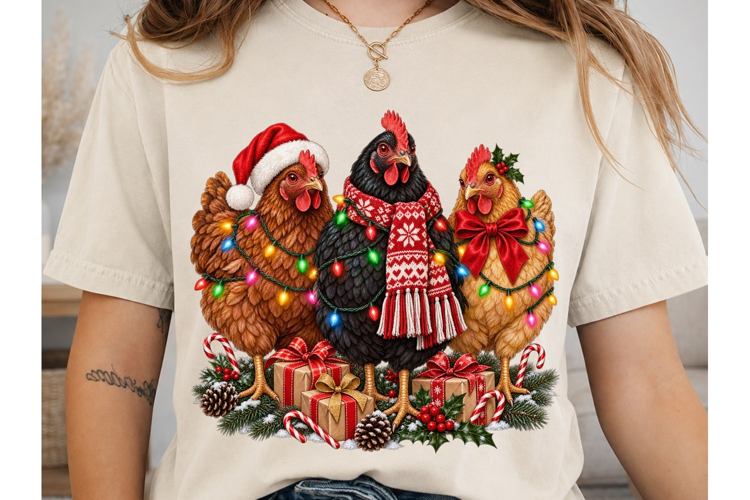 Christmas Chickens PNG Sublimation Desig