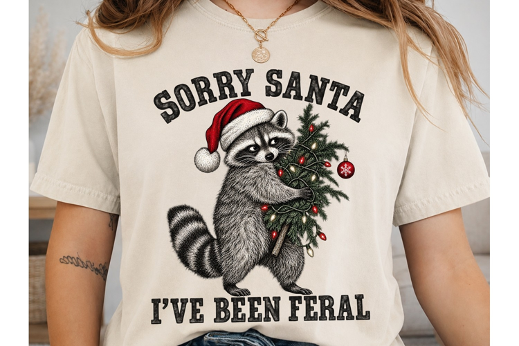 Sorry Santa Feral Raccoon PNG Shirt Desi