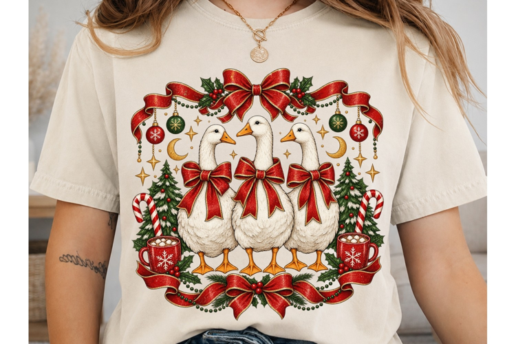 Christmas Geese PNG Sublimation Design