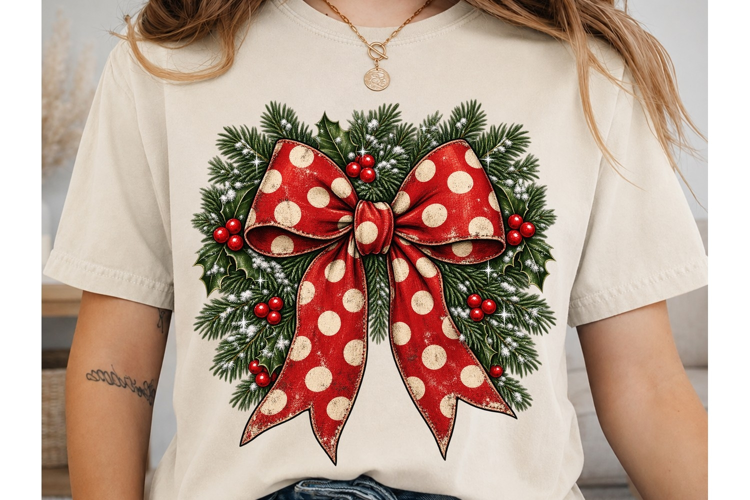 Christmas Wreath Bow PNG Sublimation Shi