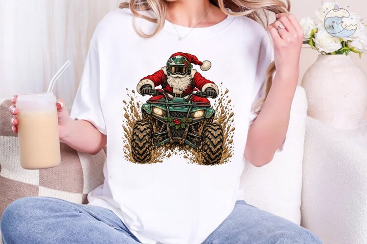 Santa ATV Mud PNG Sublimation Design example image 1