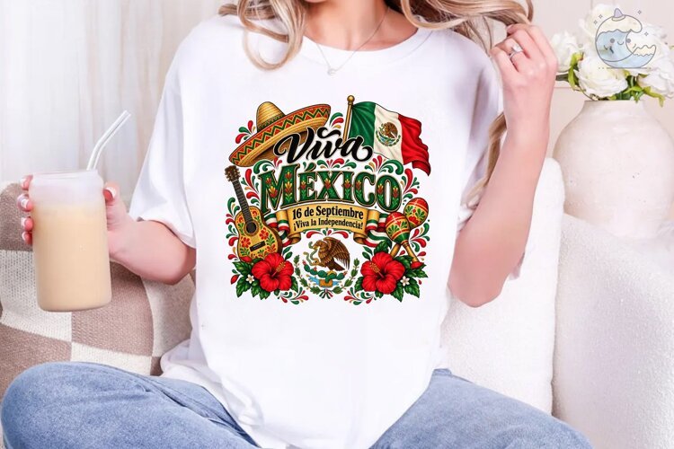 Viva Mexico PNG Sublimation Shirt Design example image 1