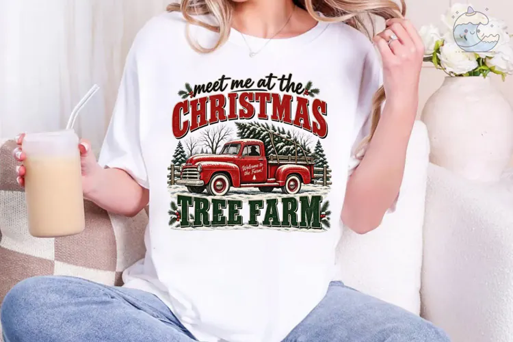 Christmas Tree Farm Truck PNG Sublimatio