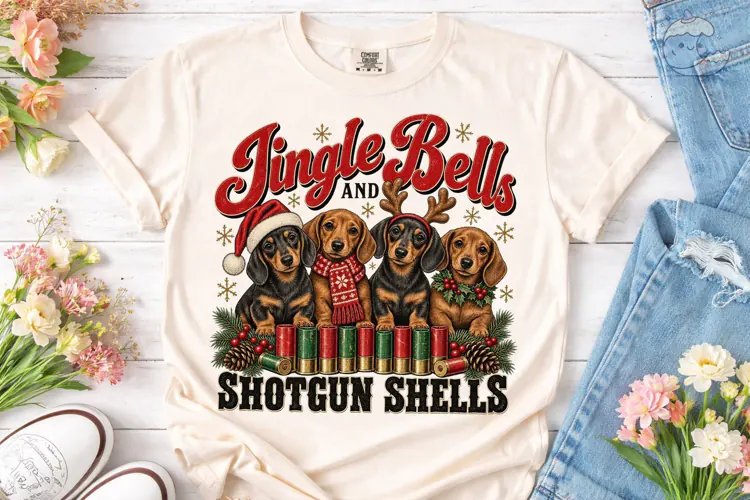 Jingle Bells Shotgun Shells Dogs PNG Shi