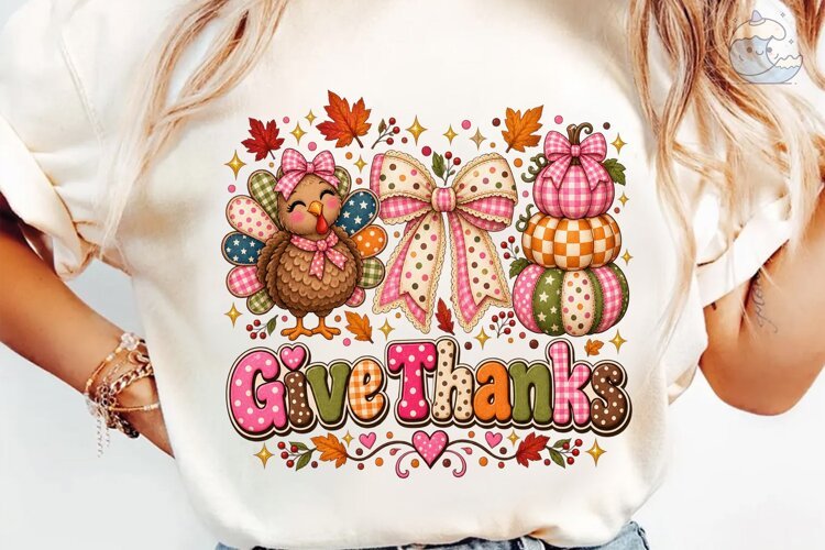 Give Thanks Pumpkin PNG Sublimation Desi example image 1