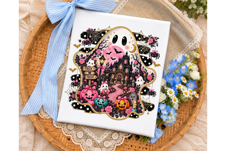 Halloween Ghost Pink Pumpkin PNG Sublima