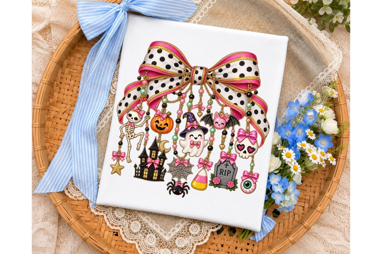 Halloween Bow Charm PNG Sublimation Desi
