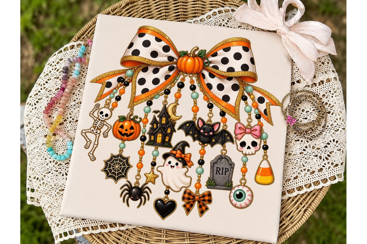 Halloween Bow Charm PNG Sublimation Desi