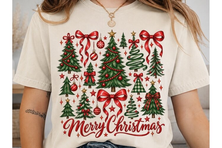 Merry Christmas Tree PNG Sublimation Des example image 1