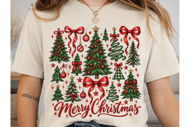 Merry Christmas Tree PNG Sublimation Des