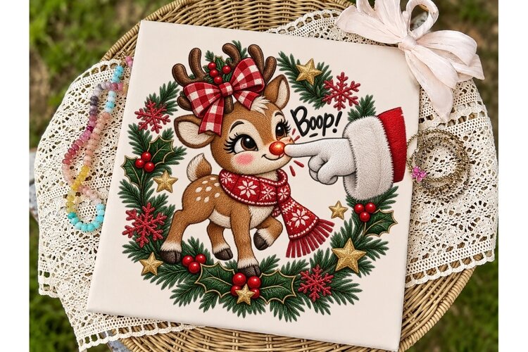 Reindeer Boop Christmas PNG Shirt Design example image 1