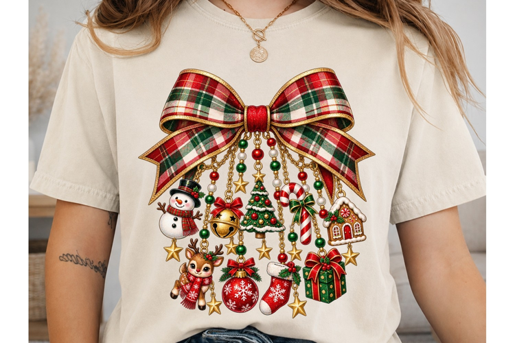 Christmas Ornament Bow PNG Sublimation D